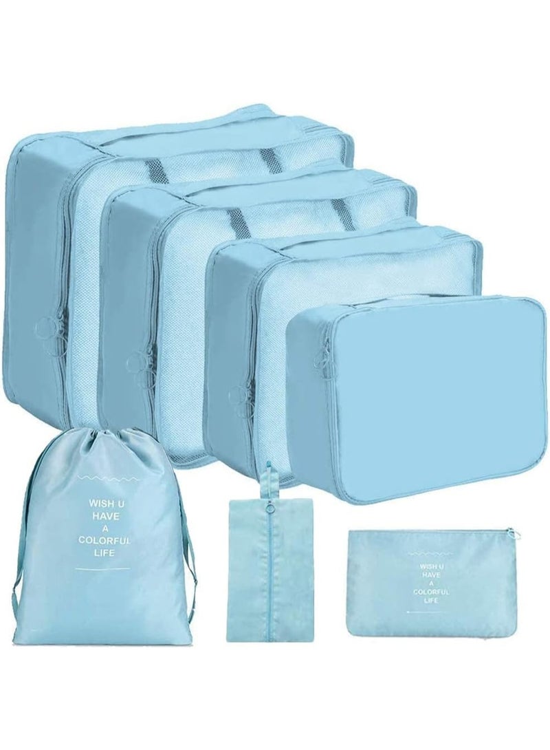 7-Piece Travel Packing Cubes Set – Lightweight Luggage Organizer Bags with Drawstring Pouch - Image 1